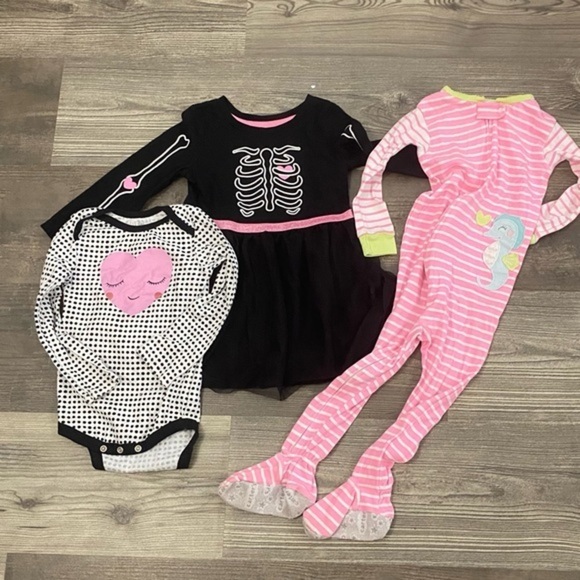 Cat & Jack Other - Girls Pajama and Skeleton Dress Bundle 2T